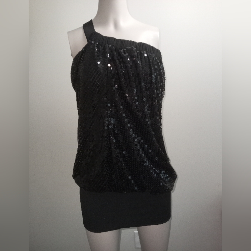 City studio black sequin top size small
